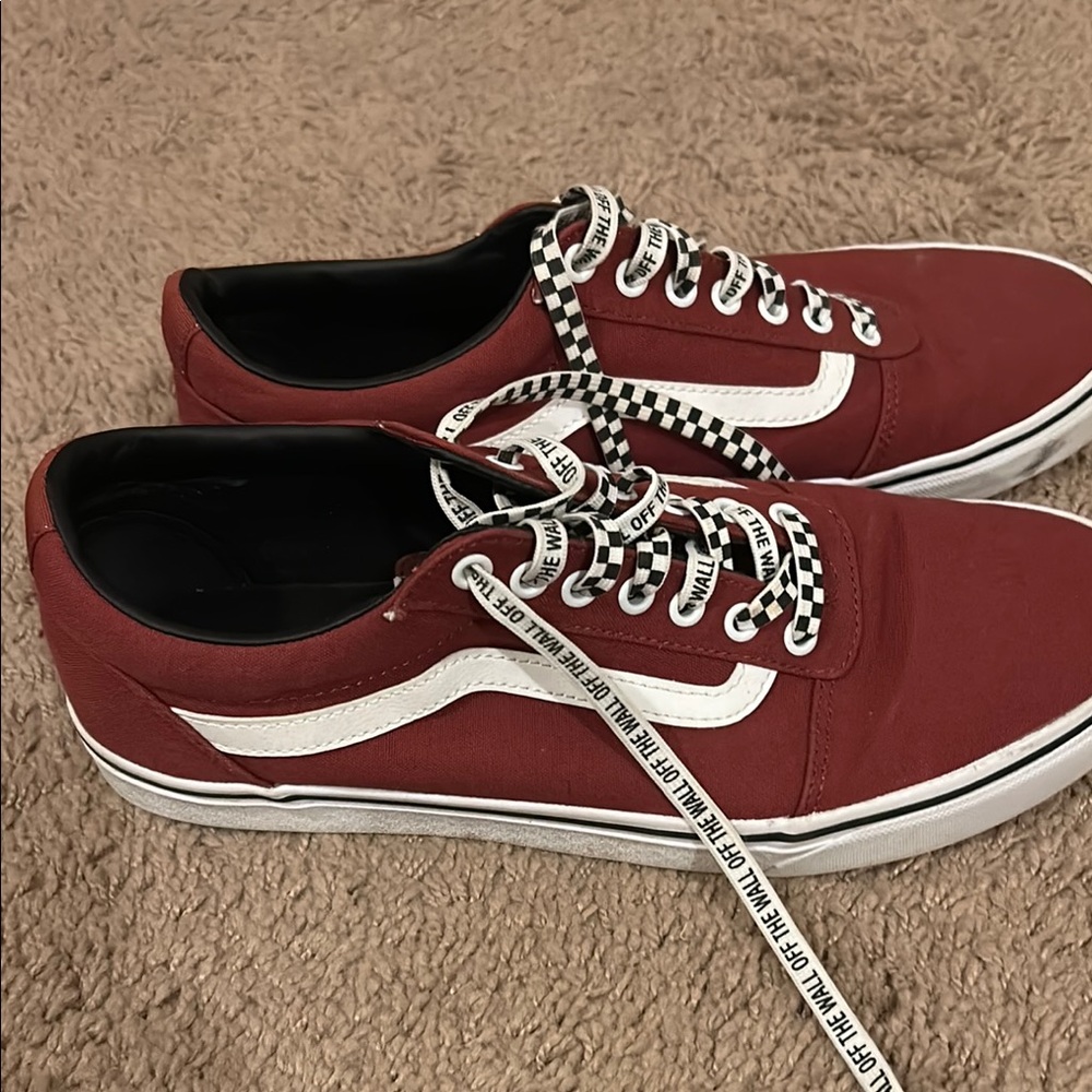 Vans Red and White Sneakers Classic Style